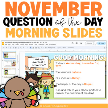 Preview of November | Fall & Thanksgiving | Question of the Day & Morning Message Slides