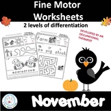 November Fine Motor Worksheets  for pre-k, kindergarten, s