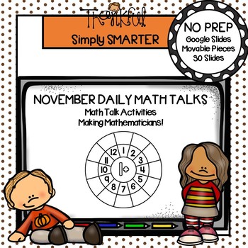 Preview of November First Grade Digital Daily Math Talks For GOOGLE SLIDES