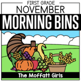 November First Grade Morning Tubs / Bins (Morning Work) | Fall