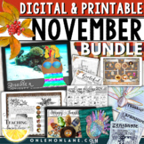 November/First Thanksgiving/Holiday Writing, Math, Games, 