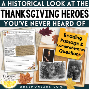 Preview of November First Thanksgiving Reading Comprehension Questions Worksheet Activities