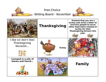 Preview of November Free Choice Writing Board