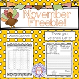 November Freebie! Word Search and Letter to Veteran