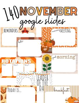 Preview of November Google Slides Templates + Blanks to Customize