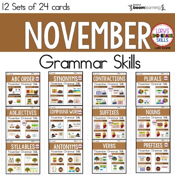 Preview of November Grammar Skills BOOM Cards