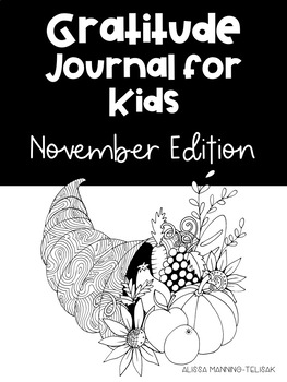 Preview of November Gratitude Journal for Kids