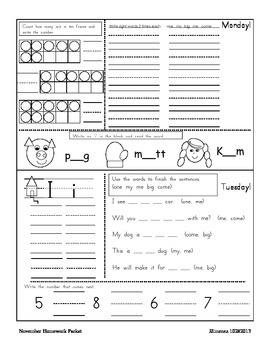 1st grade homework packets pdf