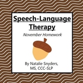 November Homework Packet for Speech-Language Therapy