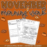 November Independent Morning Work (4th Grade)