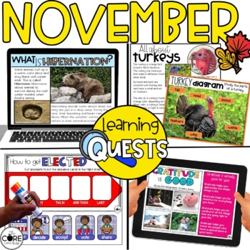 Preview of November Lesson Plan Themes - Digital Hibernation, Turkeys, Election, Gratitude
