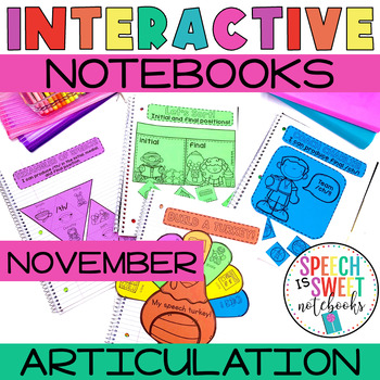 Preview of Articulation Activities | Speech Therapy Interactive Notebook | Thanksgiving