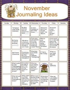 November Journal Booklet & Writing Prompts Grades 1-3 | TpT