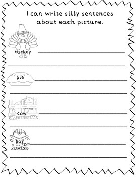 November Journal or Writing Prompts for 1st Grade or Higher Kindergarten