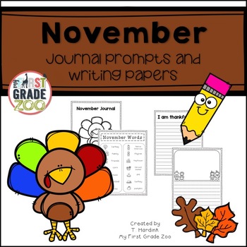 November Journals - Prompts and Writing Papers | TpT
