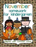 November Kindergarten Common Core Homework