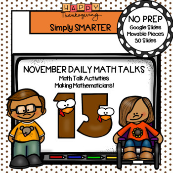 Preview of November Kindergarten Digital Daily Math Talks For GOOGLE SLIDES