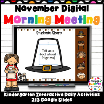 Preview of November Kindergarten Digital Morning Meeting For GOOGLE SLIDES