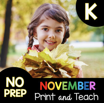 Preview of November Kindergarten Distance Learning Work Packet - Thanksgiving Worksheets