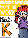 November Kindergarten Morning Work Math & Literacy