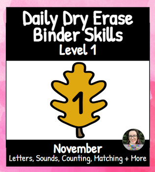 Preview of November LEVEL 1 - Dry Erase Binder - Special Education, Morning Work & Centers