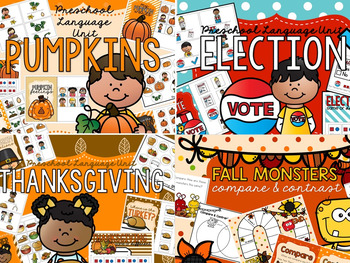 Preview of November Preschool Language Bundle Activities for Speech & Language Therapy