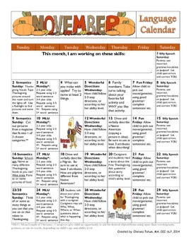 Preview of November Language Calendar
