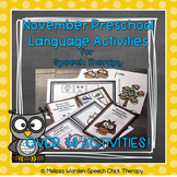November Interactive Preschool Speech Therapy Activities