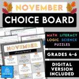 November Learning Choice Board - Month-Long Fun No-Prep Ac