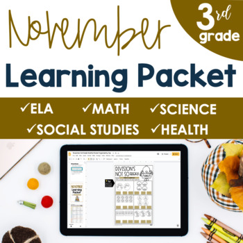 Preview of November No Prep Packet 3rd Grade