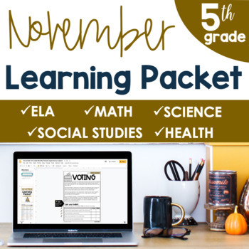 Preview of November No Prep Packet 5th Grade