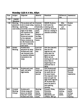 Preview of November Lesson Plans