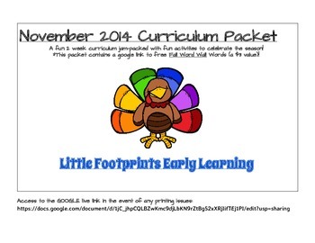 kindergarten lesson plans for november