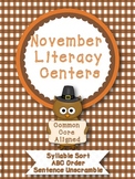 November Literacy Centers - Common Core Aligned