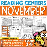 November Literacy Centers | November Reading Passages Vete