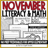 November Literacy & Math Packet NO PREP
