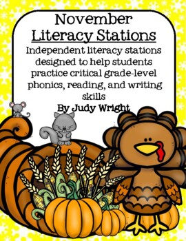 Preview of November Literacy Stations: Phonics and Literacy Centers