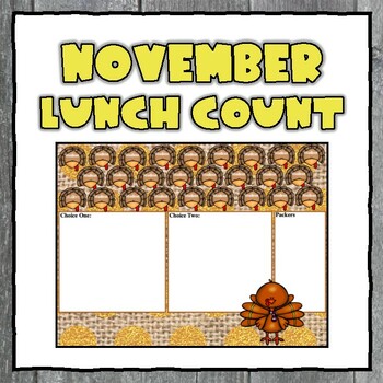 Preview of November Lunch Count (Turkey Theme)