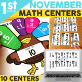 November Math Centers for 1st Grade | Thanksgiving | Digit