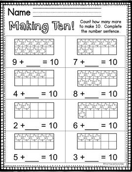 November Math Worksheets - Thanksgiving Math - Kindergarten and First Grade