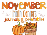 November Math Centers and Printables First Grade