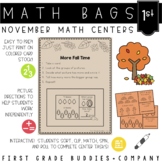 November Math Centers for 1st Grade : 10 Low Prep Fall Cen