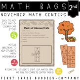 November Math Centers for 2nd Grade : 10 Low Prep Fall Cen