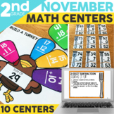 November Math Centers for 2nd Grade - Thanksgiving Math Ac