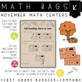 November Math Centers for Kindergarten : 10 Low Prep Fall 
