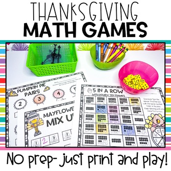 Preview of November Math Games | Math Center Games | Thanksgiving Math