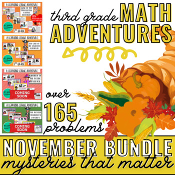 Preview of November Math Learning League Adventures- 3rd Grade *GROWING BUNDLE*