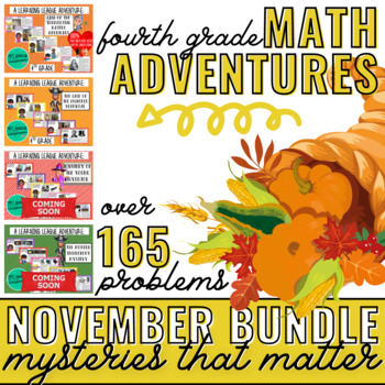 Preview of November Math Learning League Adventures- 4th Grade *GROWING BUNDLE*