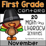 November Math & Literacy Centers - First Grade