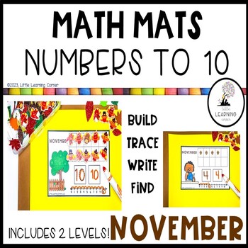 Preview of November Math Mats Numbers to 10 |  Thanksgiving Counting Center Activity